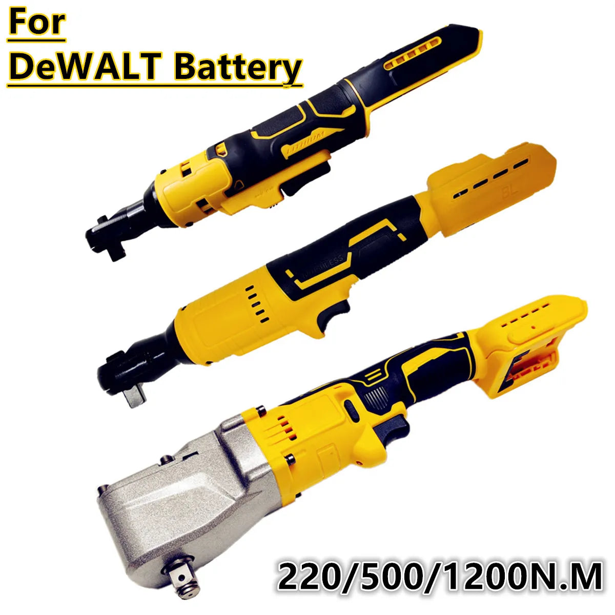 For DeWALT 20V 18V Battery 220/500/1200NM Electric Ratchet Wrench 1/2'' 3/8'' Cordless Driver Screw Nut Car Repair Power Tools