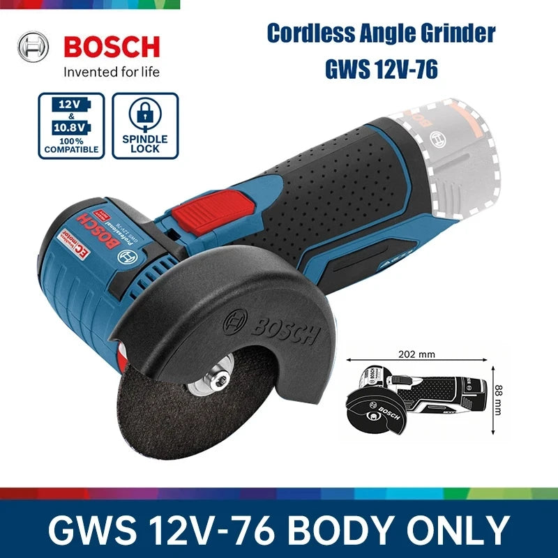 Bosch GWS 12V-76 Professional 12V Cordless Angle Grinder Rechargeable Portable Angle Grinder Handle Cutting Machine Power Tools