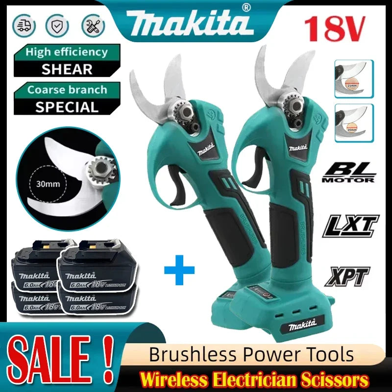 Makita 18v Battery Professional Cordless Electrician Scissors Pruning Shears Cutter Wireless Drills Tools Garden Pruner