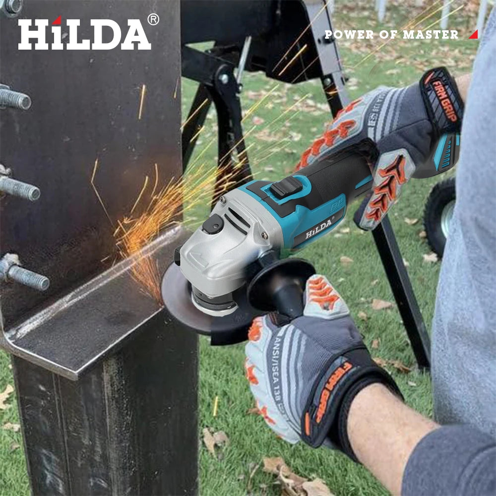 HILDA 125mm Brushless And Brushed Angle Grinder Cordless Grinding Machine Cutting 12V Angle Grinder For Makita 18V Battery