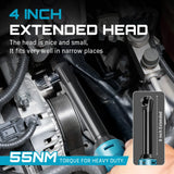 SEESII 3/8" Cordless Electric Wrench 55Nm 6' Extended Ratchet Wrench 12V Rechargeable Angle Wrench Car Repair Tools W/2 Batteries for Makita 18v Battery Pin