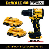 DEWALT DCD805 20V Power Drill Tools, Brushless Impact Drill Cordless Electric Screwdriver, Optional 2Ah 6Ah Lithium