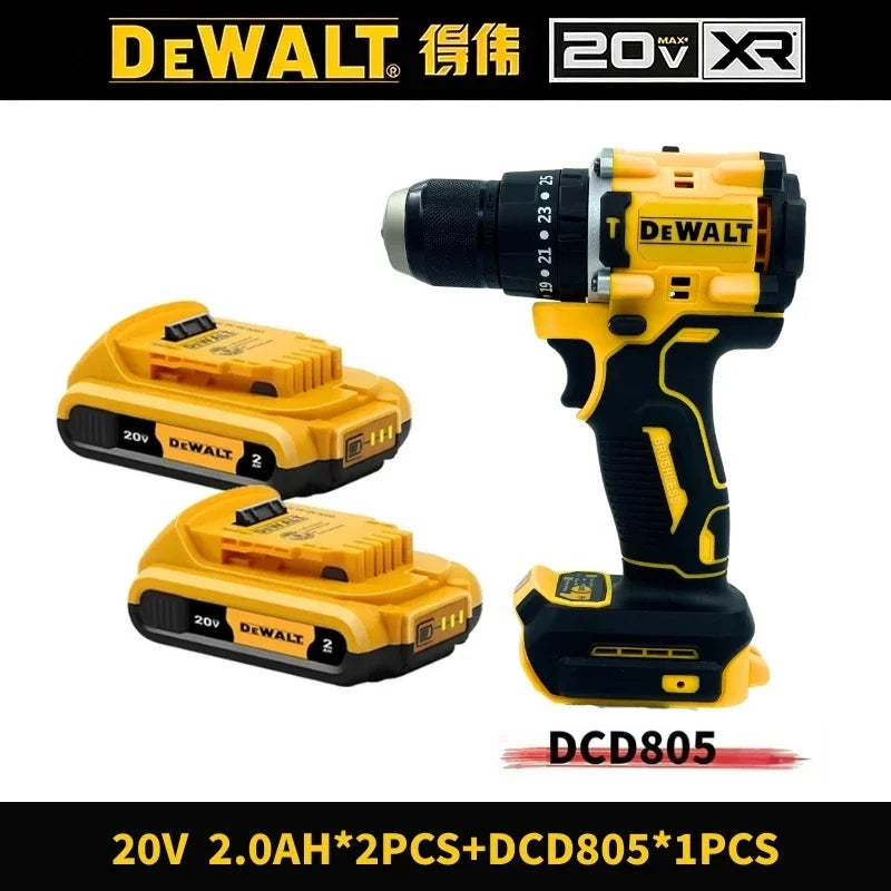 DEWALT DCD805 20V Power Tools, Brushless Impact Drill Cordless Electric Screwdriver, Optional 2Ah 6Ah Lithium