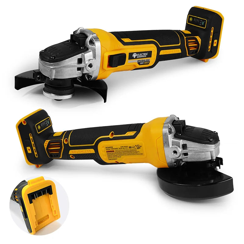 125mm Brushless Angle Grinder Li-ion Battery 4 Gear Cordless Cutting Polishing Grinding Power Tool For Dewalt 20V Battery Pin