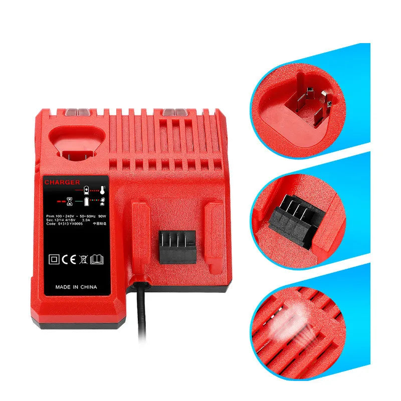 3A Li-ion Battery Charger for Milwaukee for M12 M18 48-11-1815 48-11-1828 48-11-2401 48-11-2402 EU Plug 110-240V High Quality