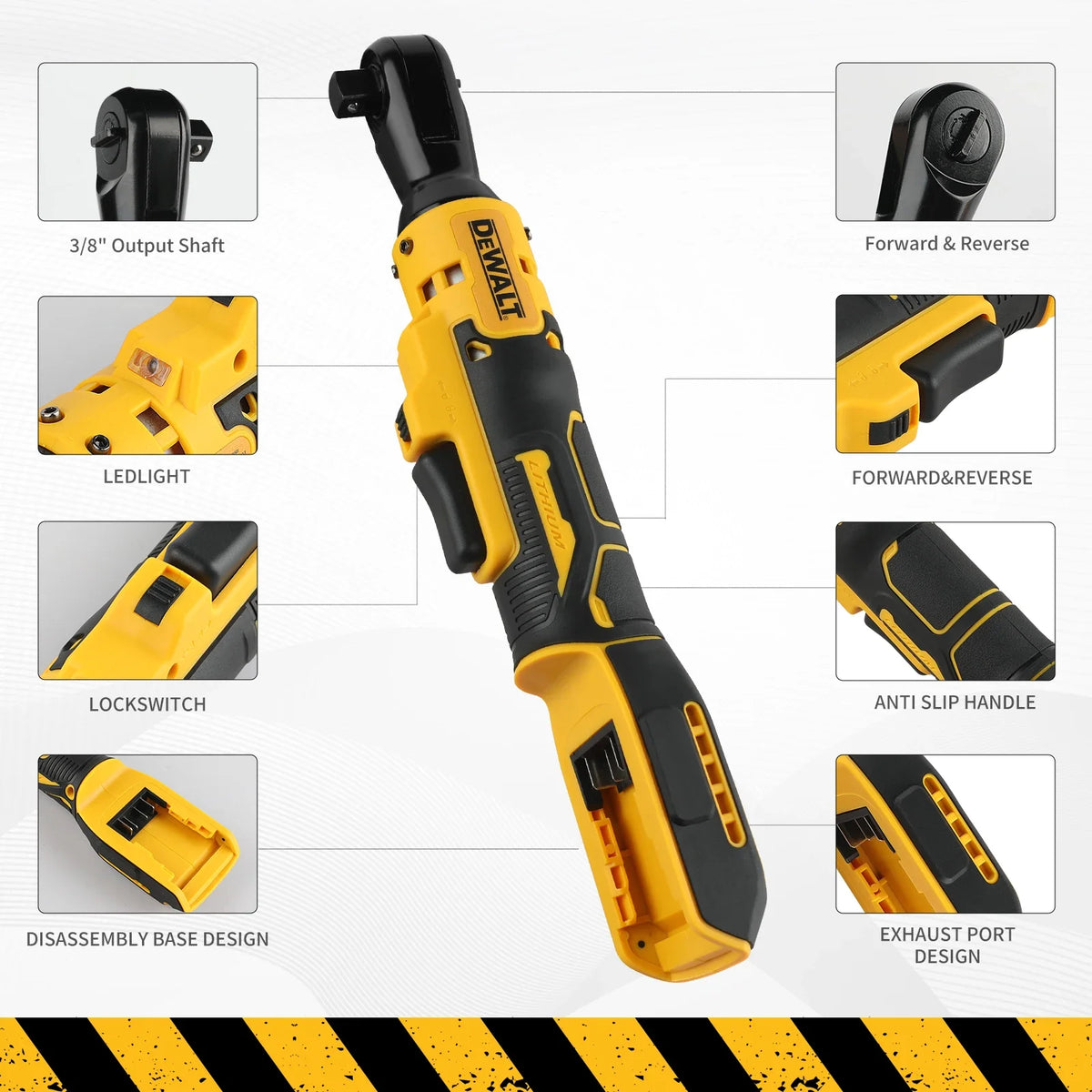 DEWALT DCF512 20V Brushless 1/2" Right Angle Ratchet Wrench LED Display Variable Speed for Auto Repair Construction