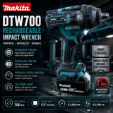 NEW 100% Makita DTW700 Brushless Electric Screwdriver, 18V Battery 6.0AH, Rechargeable Drill Driver, Woodworking Milling Center