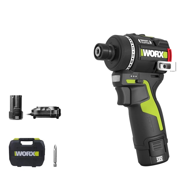 WORX WU139 Brushless Screwdriver Lightweight Cordless Drill 50N.m 1/4inch Electric Drill 12V Battery Mini Drill for Tight Spaces