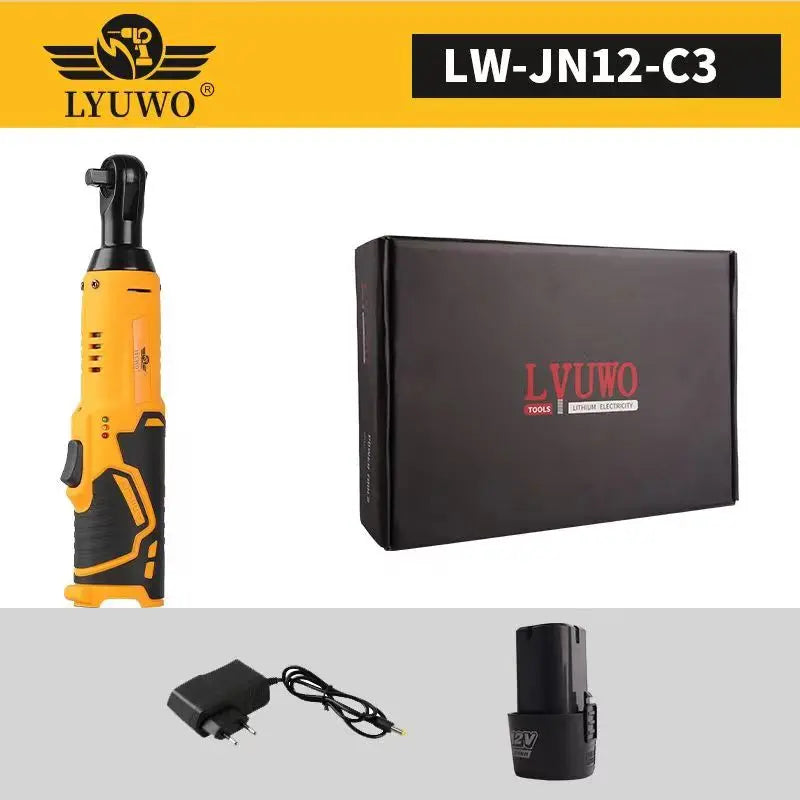 LYUWO 12V 3/8 Rechargeable Electric , Ratchet Set, Angle Drill, Screwdriver To Remove Screw Nut, Automobile Maintenance Tool