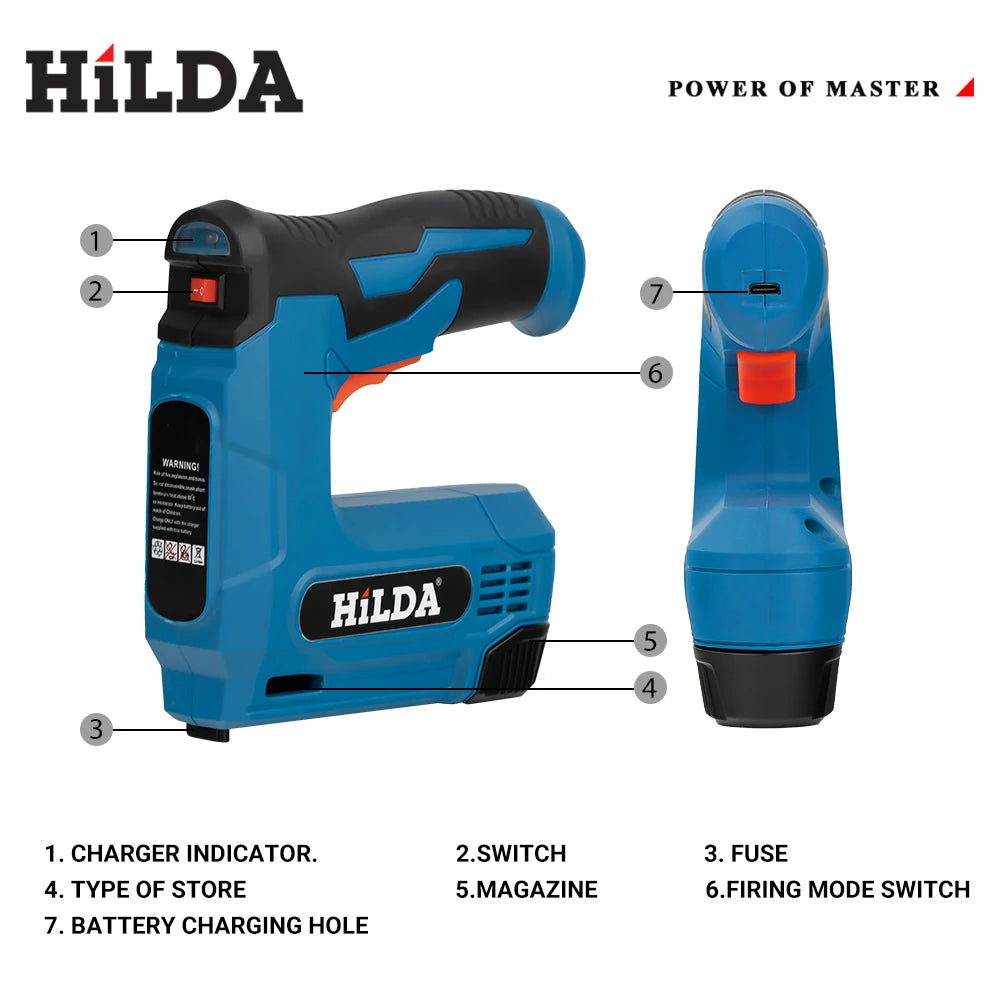 HILDA Wooden Frame Stapler Pneumatic Nail Gun Furniture Pneumatic Gun Home DIY 2000 Stapler Power Tools Portable