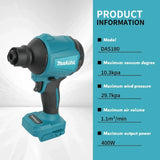 Makita DAS180 18V Brushless Cordless Air Blower Dust Removal Tool with Nozzle for Machinery and Workbench Cleaning