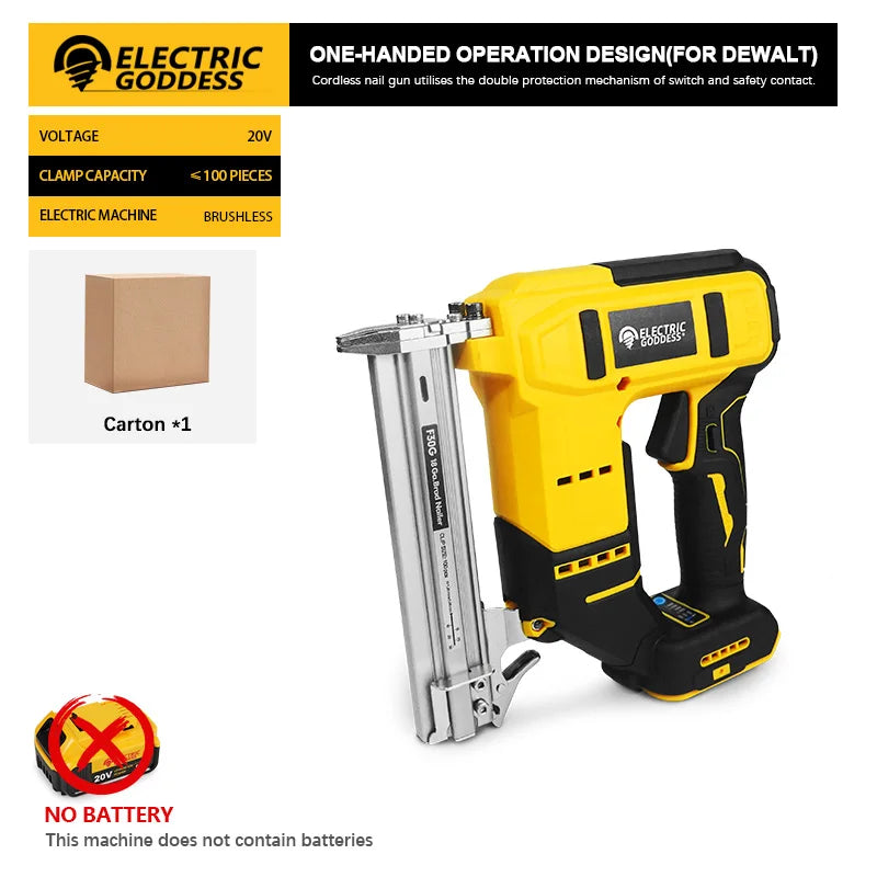 Electric Goddess Brushless Electric Nail Gun Cordless Brad Nail Gun Woodwork Nailing For Makita/Dewalt/Milwaukee 20V Battery Pin
