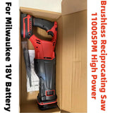 Cordless Brushless Saber Saw 11000spm - Reciprocating Saw, Metal/Wood Use, Compatible with Milwaukee 18V Battery, Power Tool