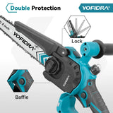 YOFIDRA 8 Inch Brushless Electric Chainsaw 4500W Cordless Woodworking Pruning Saw Cutting Power Tool For Makita 18V Battery Pin
