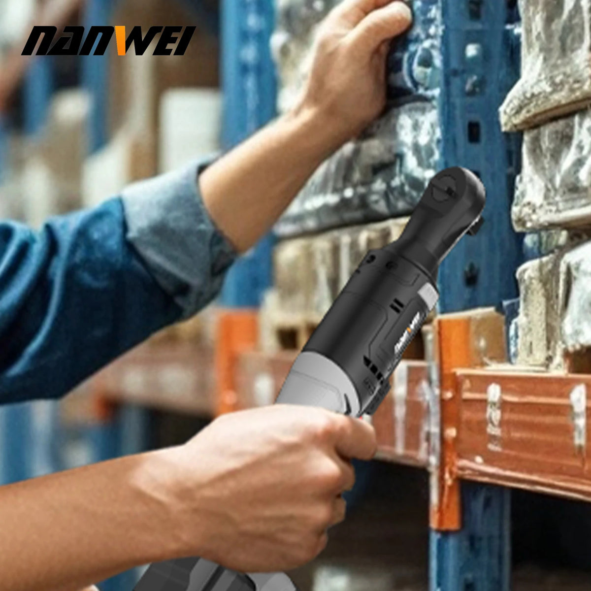 16v Portable Cordless Electric Ratchet Wrench 3/8" Rechargeable Lithium 90 Degrees Right Angle Electric Torque Wrench Set