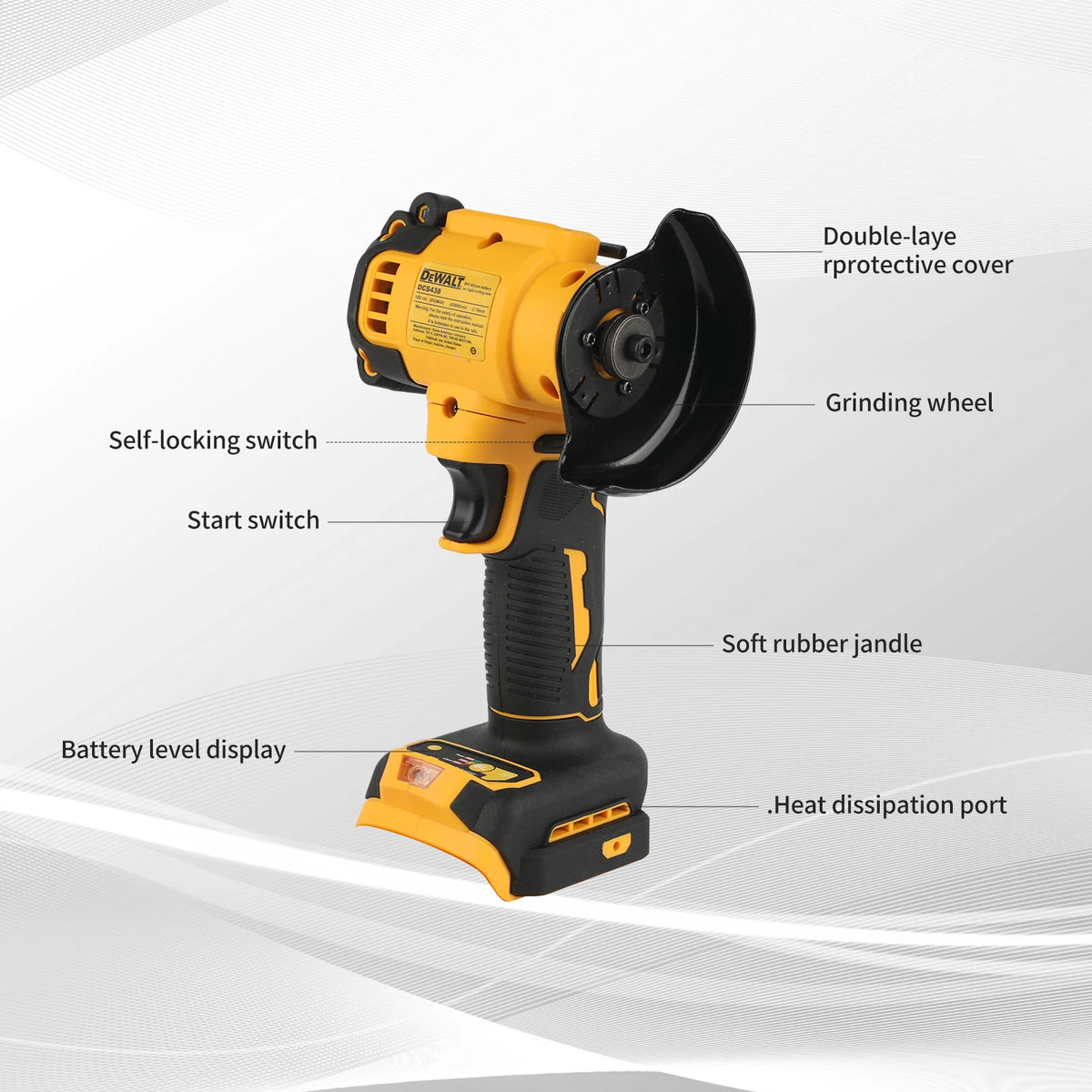 DEWALT DCG438 20V Brushless Angle Grinder 76mm Cordless Cutting Saw 20000RPM 400W For Metal Wood Cutting Polishing Hand tools