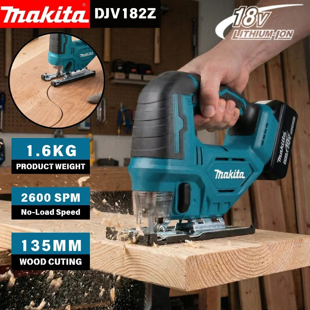 Makita 18V DJV182Z Barrel Handle Jigsaw for Plastic Panel Trimming Composite Material Cutting Bare Household Power Tool
