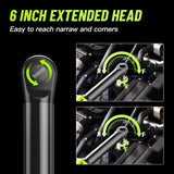 Cordless Electric Wrench 60Nm Cordless Ratchet 3/8 Inch Extended Ratchet Wrench 2 Battery Rechargeable Car Repair Tool Set