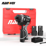 NANWEI 16V Brushless Lithium Battery Impact Screwdriver Household Electric Screwdriver 3-speed Control