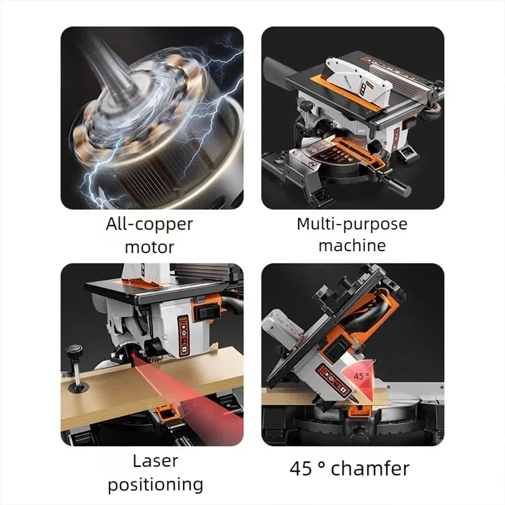 Electric Compound Saw 10 Inch Table Saw Miter Cutting Boundary Aluminum Machine 45° Woodworking Dual Purpose All-in-One Machine