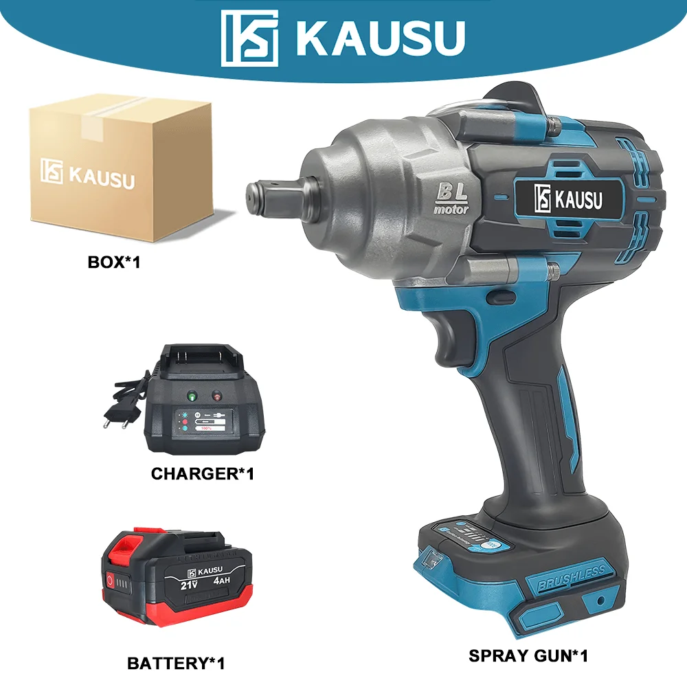 KAUSU 1/2 Inch Electric Impact Wrench Brushless Max 2500N.m Cordless Rechargable Wrench Power Tool For Makita 18V Battery