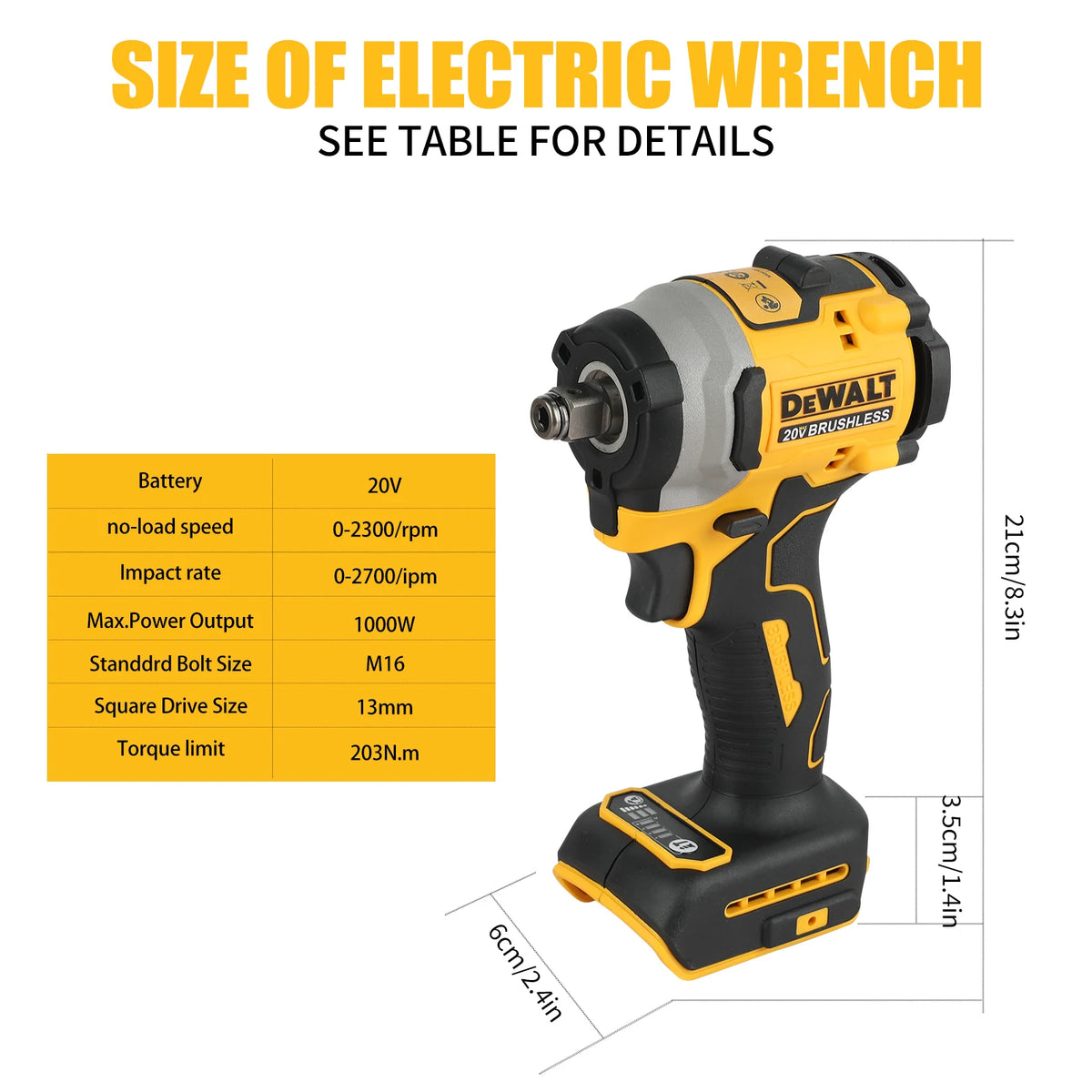 DEWALT 20V MAX Atomic Compact Brushless Impact Wrench DCF850B, 3-Speed 3250 RPM with 3-LED Light for Tight Spaces