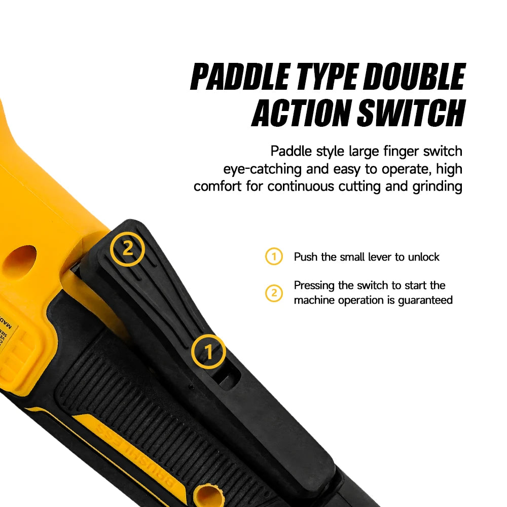 M-WALK 125mm Brushless Cordless Electric Angle Grinder 4 Gears 9000RPM Grinding Polisher Cutter Tool For Dewalt 18/20V Battery
