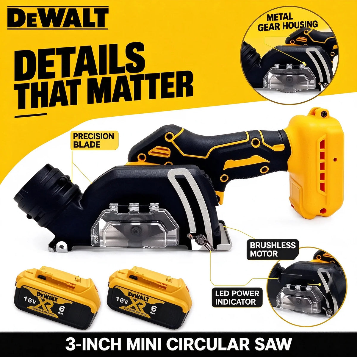 Dewalt Mini Angle Grinder 3 Inch Cordless 3 Inch Electirc CUT OFF Tool Cutting Circular Saw Power Tool for Dewalt 18/20V Battery