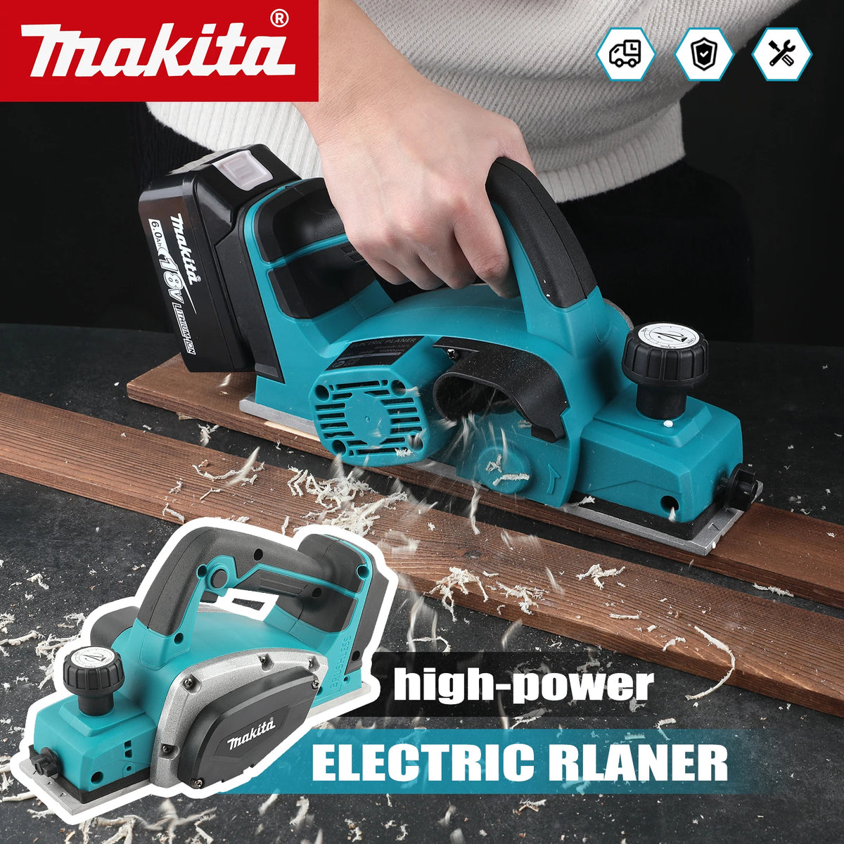 Makita DKP180 Portable Cordless Woodworking Electric Planer 15000RPM Planer Trimmer Wood Milling Engraving Slotting Power Tool