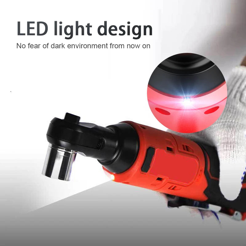 15cm Electric Ratchet 18V Cordless 90 Degree Right Angle Torque Lithium-Ion Auto Ratchet Repair Tool Set