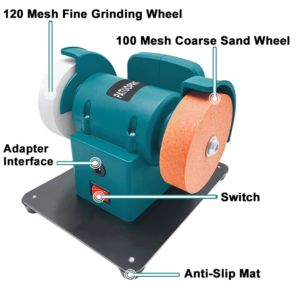 Dual-Wheel Mini Grinder Handheld PolisherCordless Electric Bench Grinder 100/120 Mesh Wheels For Makita 18V Battery(No Battery)