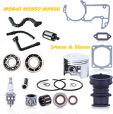54mm & 56mm Big Bore Piston Ring Fuel Hose Ball Bearing Gasket Filter Oil Seal Manifold Kit For Stihl MS660 066 MS 660 Chainsaw