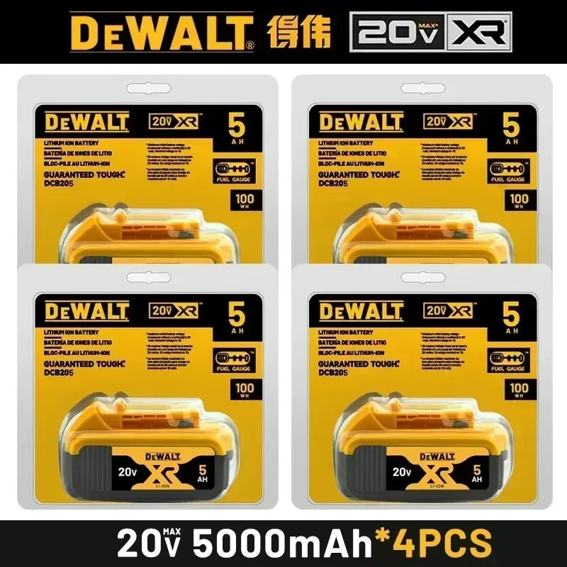 100% Original Dewalt 20V 5AH Replacement Battery 18V 5.0AH Power Tools Rechargeable Battery DCB205 DCB1104 Battery Charger Combo