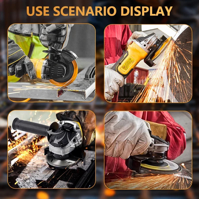 VIVSSO Angle Grinder 9000RPM Brushless Three Gear Speed Electric Angle Grinder Multi-function Grind For Dewalt 20v Battery Pins