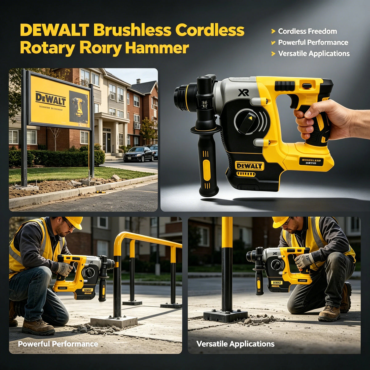 DEWALT 20V MAX SDS PLUS L Brushless Impact Rotary Hammer Drill, Cordless Hammer, Tool Only (Battery Not Included)