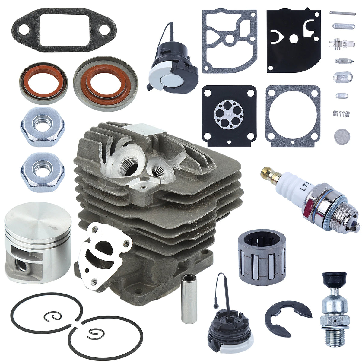 44.7mm Cylinder Piston Carb Kit For Stihl MS261 MS 261 MS261C Chainsaw Replacement 1141 020 1200 Oil Seal Gas Cap