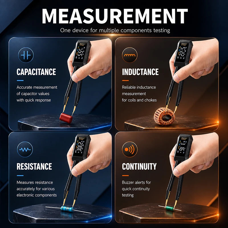 ZOYI ZT-MD1 Digital Smart Tweezer LCR SMD ESR Tester Resistance Capacitance Inductance Continuity Diode Test Measurement Tools