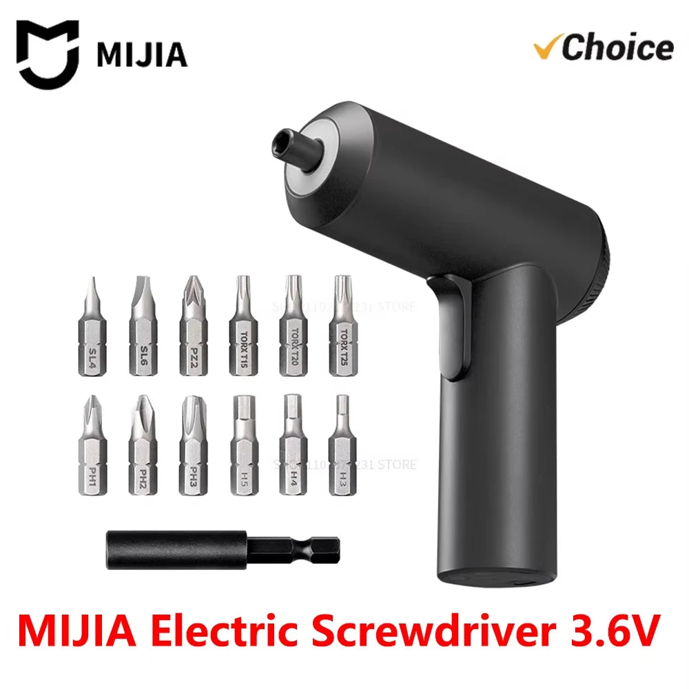Xiaomi Mijia Electric Screwdriver 3.6V 2000mAh 5N.M Torque Electric Screwdriver Household With 12Pcs S2 Screw Bits Mi Home Tools