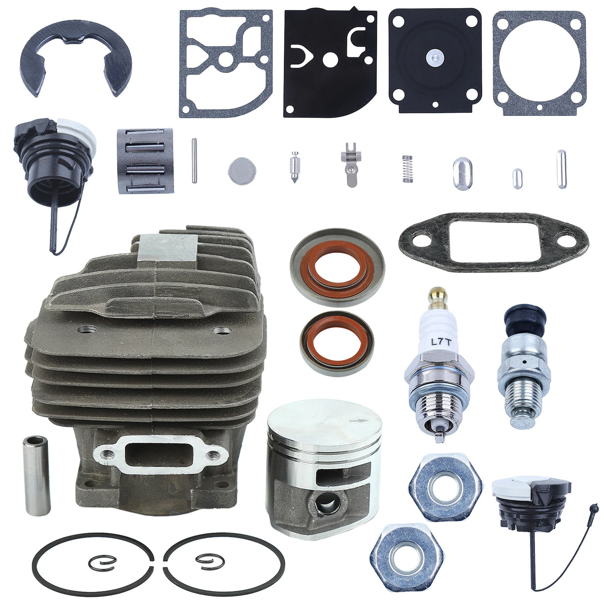 44.7mm Cylinder Piston Carb Kit For Stihl MS261 MS 261 MS261C Chainsaw Replacement 1141 020 1200 Oil Seal Gas Cap