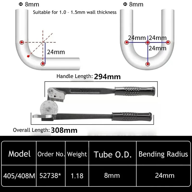 US RIDGID 400 Series Manual Stainless Steel Copper-Iron Pipe Bender 0-10mm