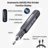 Greenworks Mini Grinder 52pcs +216 Accessories Electric Grinding Engraving Cordless Variable Speed Lithium Battery Power Tools