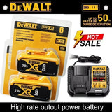 100% DEWALT XR Battery 20V 6AH 6000mAh Li-Ion High Capacity DCB206 Replacement Battery DCB200 DCB184 DCB204 DCB205 with Charger