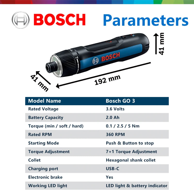 BOSCH GO 3 Cordless Screwdriver 3.6V Lithium-ion Battery Rechargeable Cordless Drill with Box Bosch GO3 Professional Tool