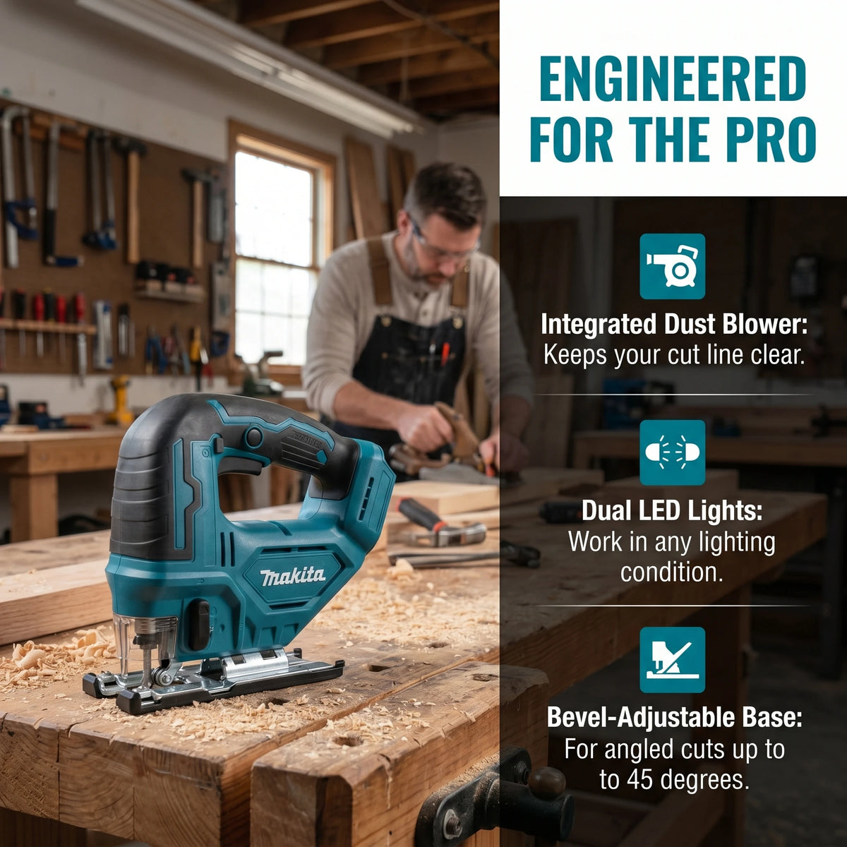 Makita DJV182 18V Cordless Jig Saw Bare Tool Electric Saw with Blades for Wood Metal Cutting Makita 18V Battery Compatible