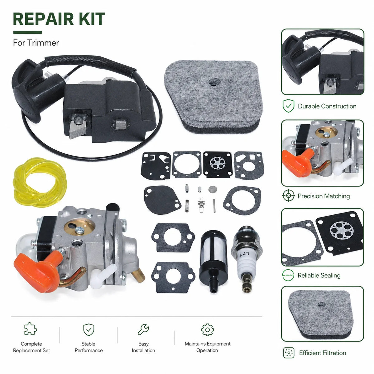 Trimmer Parts Kit For Stihl FS87 FS100 HL100 HL95 KM90 KM100 KM130 Replaces C1Q-S88, 4180 120 0611, 4180 400 1308, C1Q-S110D