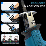 Mamidw cordless brushless reciprocating saw, comes with 4 blades, compact one-handed reciprocating saw, for Makita 18v Battery