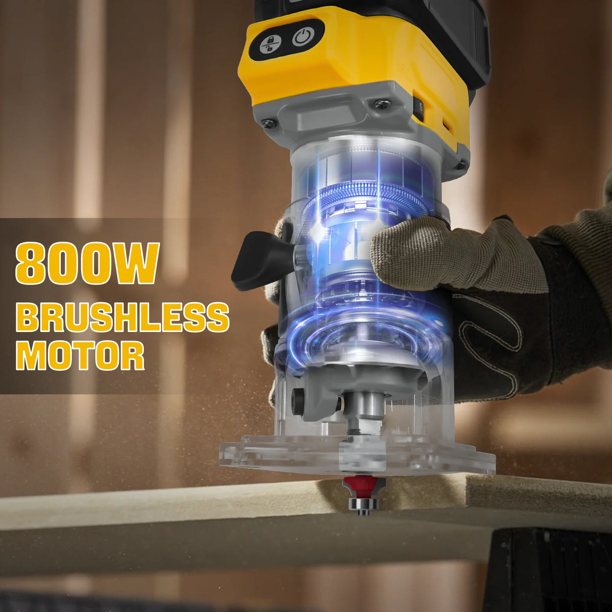 800W Brushless Electric Trimmer Woodworking Trimming Machine Wood Router Milling Engraving Slotting for Dewalt 20V Battery