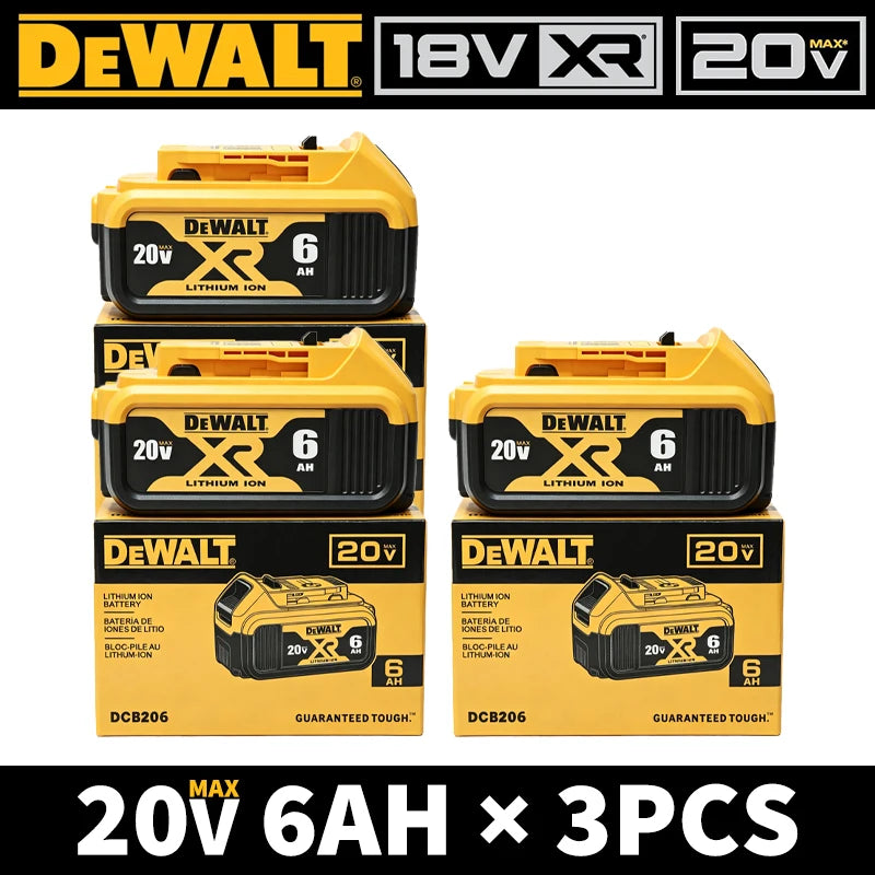 100% Original DEWALT XR 20V Battery 6Ah Rechargeable Li-Ion DCB206 Replacement Power Tool Battery Charger Combo DCB184 DCB200