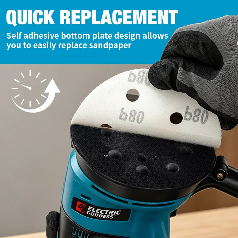 Electric Goddess Cordless 125mm Sander Disc 11000rpm Woodworking Sanding Putty Polishing Power Tool ﻿For Makita 18V Battery Pin