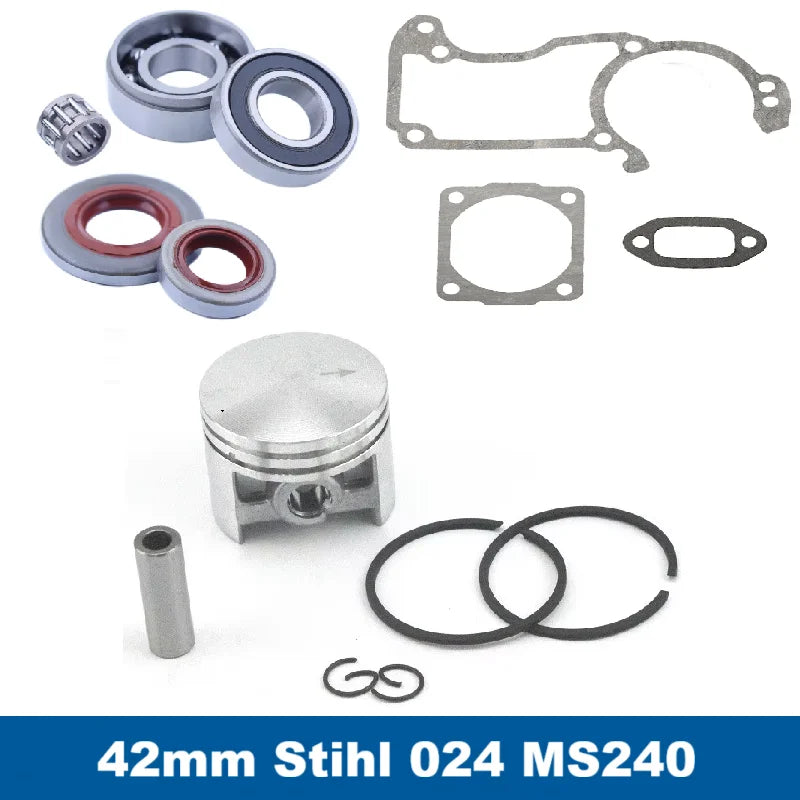 42mm 44mm 44.7mm Fit Stihl MS260 026 024 MS240 024AV Chainsaw Piston Crankshaft Ball Bearing Oil Seal Gasket Engine Repair Kit